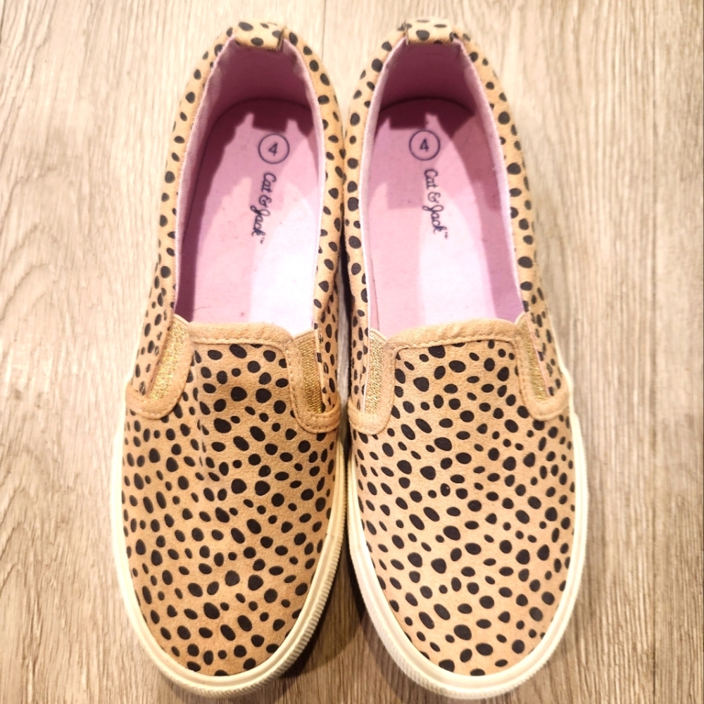 Cute kids little girls cat and jack animal print slip on comfy shoes